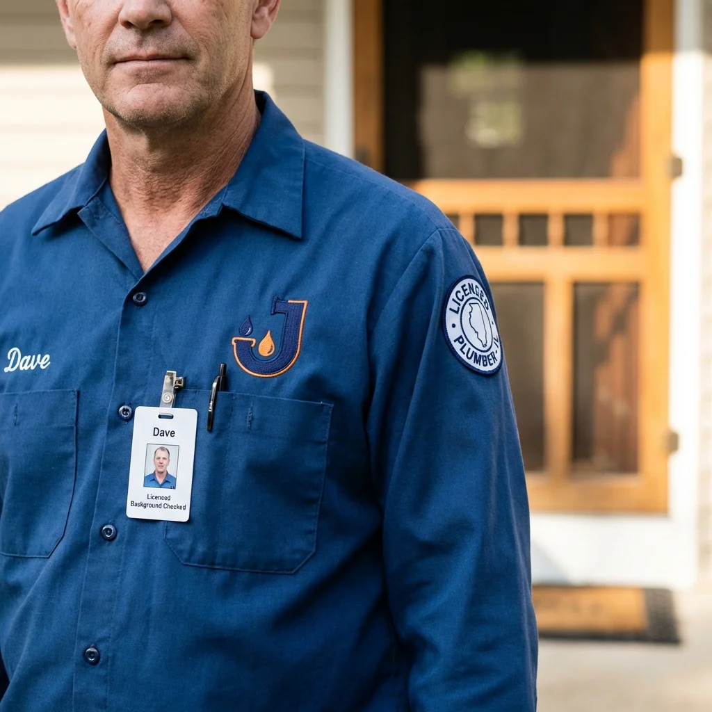 Licensed plumber showing ID badge in Gaylord, MI
