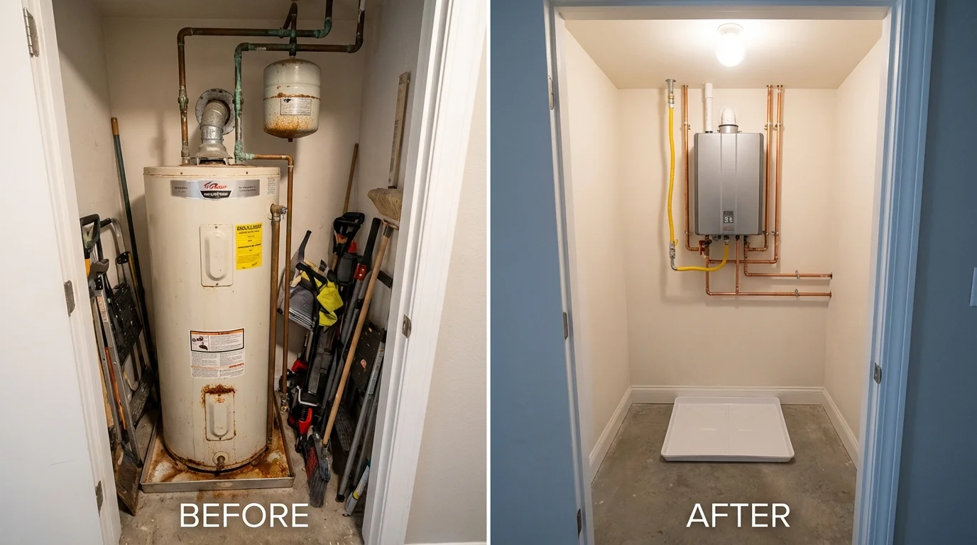 Tank water heater versus wall-mounted tankless unit comparison for Gaylord, MI homeowners
